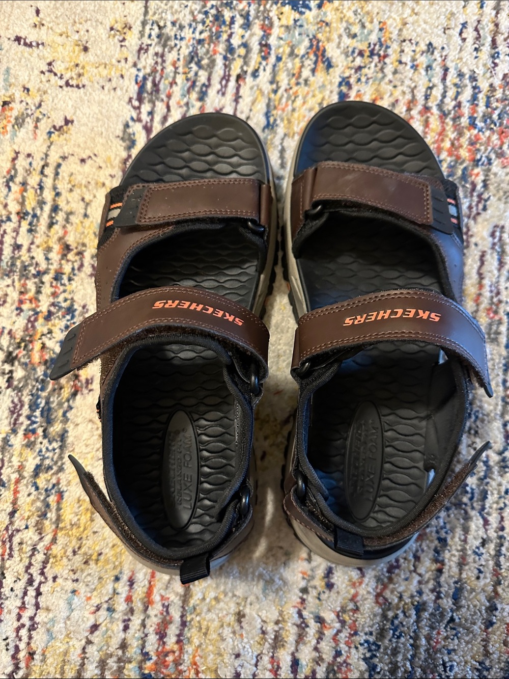 Skechers Brown and Black Men's Adjustable Strap Sandals